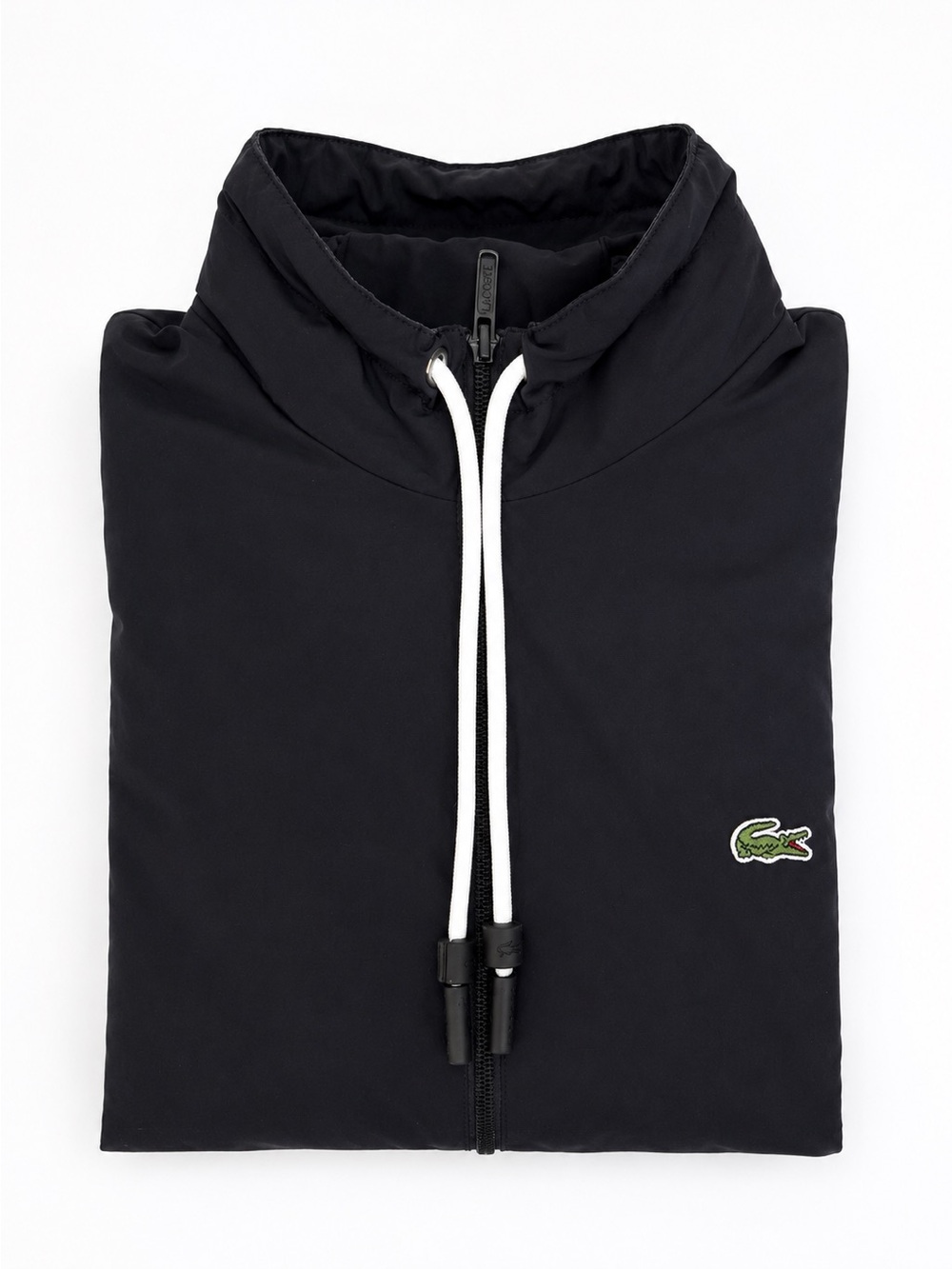 Lacoste Black Lined Full Zip Lightweight Jacket Detachable Hood Men’s Medium - Picture 11 of 11